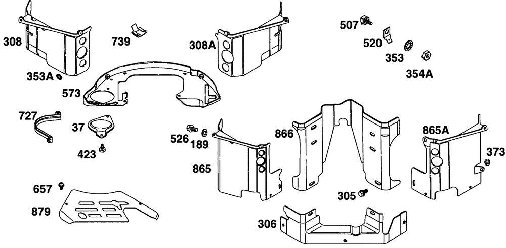 Air Guides Diagram and Parts List for 290777-0033-XX  Briggs and Stratton Engine
